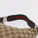 GUCCI GG Canvas Sherry Line Hand Bag Beige Silver 145811 Auth 190086V-14