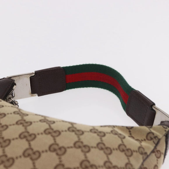 GUCCI GG Canvas Sherry Line Hand Bag Beige Silver 145811 Auth 190086V