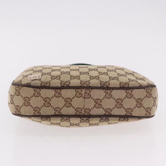 GUCCI GG Canvas Sherry Line Hand Bag Beige Silver 145811 Auth 190086V