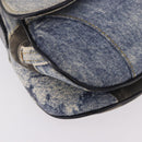 Christian Dior Double Saddle Hand Bag Denim Blue Silver Auth 190088SAM-10