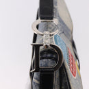 Christian Dior Double Saddle Hand Bag Denim Blue Silver Auth 190088SAM-14