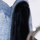 Christian Dior Double Saddle Hand Bag Denim Blue Silver Auth 190088SAM-19