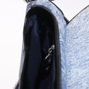 Christian Dior Double Saddle Hand Bag Denim Blue Silver Auth 190088SAM-20