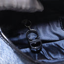 Christian Dior Double Saddle Hand Bag Denim Blue Silver Auth 190088SAM-21