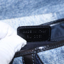 Christian Dior Double Saddle Hand Bag Denim Blue Silver Auth 190088SAM-23