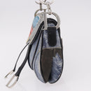 Christian Dior Double Saddle Hand Bag Denim Blue Silver Auth 190088SAM-4