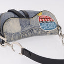 Christian Dior Double Saddle Hand Bag Denim Blue Silver Auth 190088SAM-6