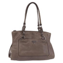 PRADA Tote Bag Leather Gray Silver Auth 190090A-1