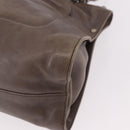 PRADA Tote Bag Leather Gray Silver Auth 190090A-13