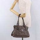 PRADA Tote Bag Leather Gray Silver Auth 190090A-24