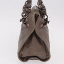 PRADA Tote Bag Leather Gray Silver Auth 190090A-4