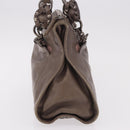 PRADA Tote Bag Leather Gray Silver Auth 190090A-5
