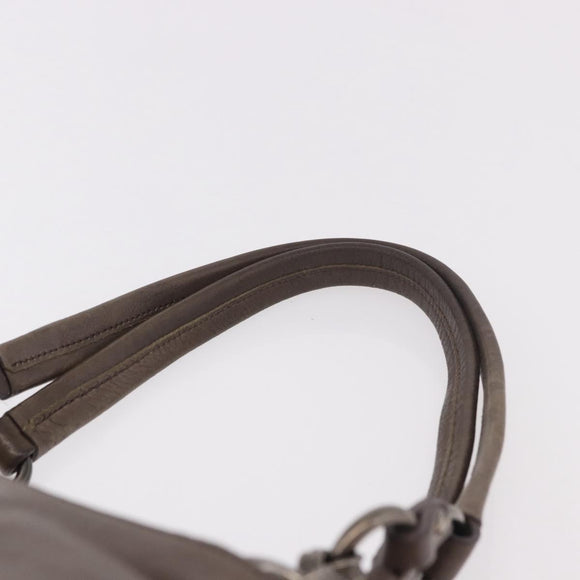 PRADA Tote Bag Leather Gray Silver Auth 190090A