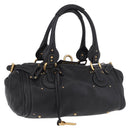 Chloe Paddington Hand Bag Leather Black Gold Silver Auth 190091A-1