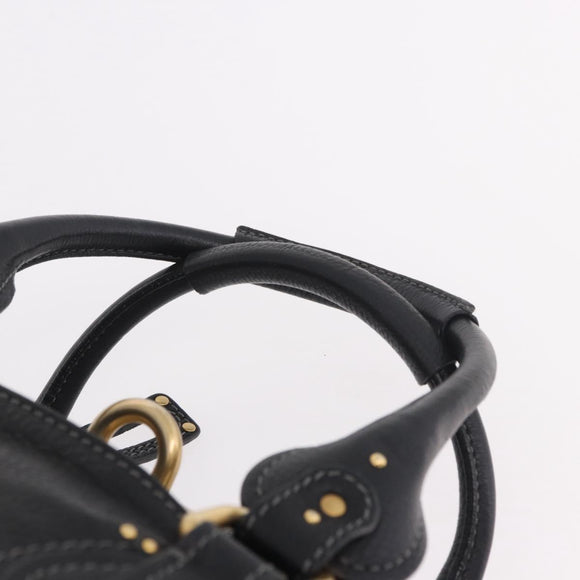 Chloe Paddington Hand Bag Leather Black Gold Silver Auth 190091A
