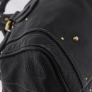 Chloe Paddington Hand Bag Leather Black Gold Silver Auth 190091A-10