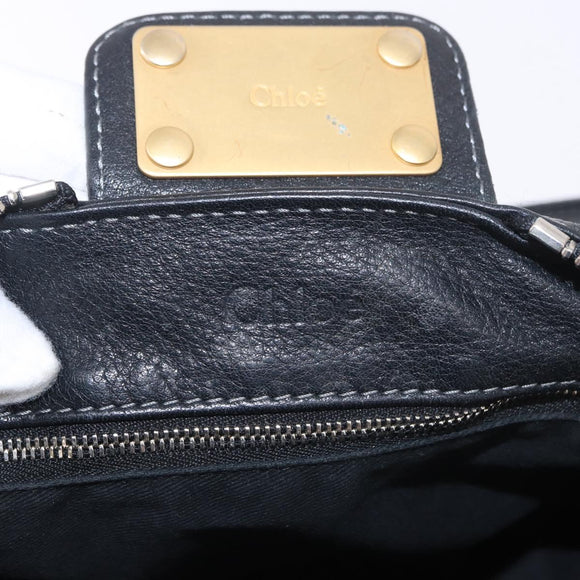Chloe Paddington Hand Bag Leather Black Gold Silver Auth 190091A