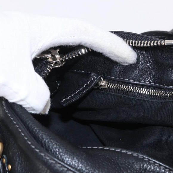 Chloe Paddington Hand Bag Leather Black Gold Silver Auth 190091A