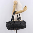 Chloe Paddington Hand Bag Leather Black Gold Silver Auth 190091A-28