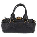 Chloe Paddington Hand Bag Leather Black Gold Silver Auth 190091A-2