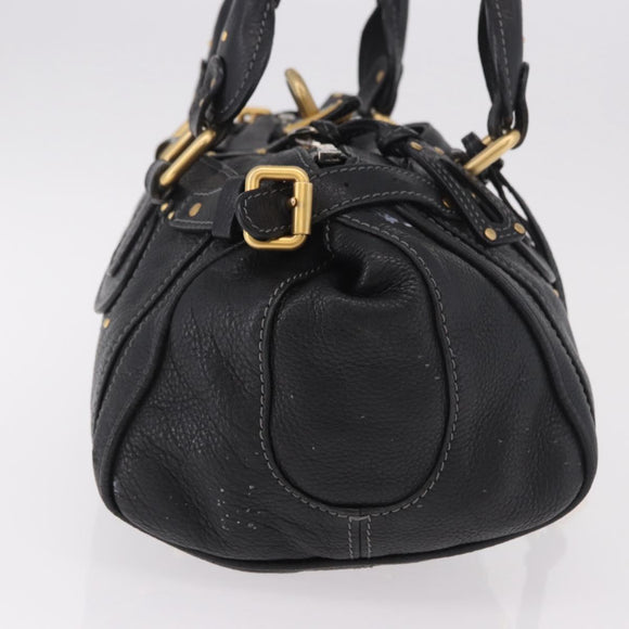 Chloe Paddington Hand Bag Leather Black Gold Silver Auth 190091A