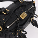 Chloe Paddington Hand Bag Leather Black Gold Silver Auth 190091A-8