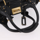 Chloe Paddington Hand Bag Leather Black Gold Silver Auth 190091A-9