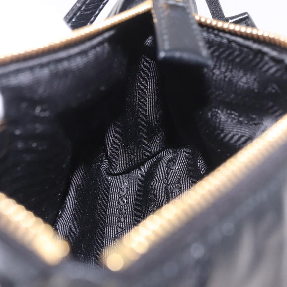 PRADA Hand Bag Leather Black Gold 1BC201 Auth 190093SAM