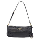PRADA Hand Bag Leather Black Gold 1BC201 Auth 190093SAM-13