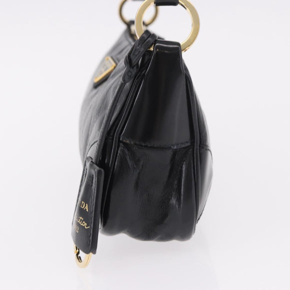 PRADA Hand Bag Leather Black Gold 1BC201 Auth 190093SAM
