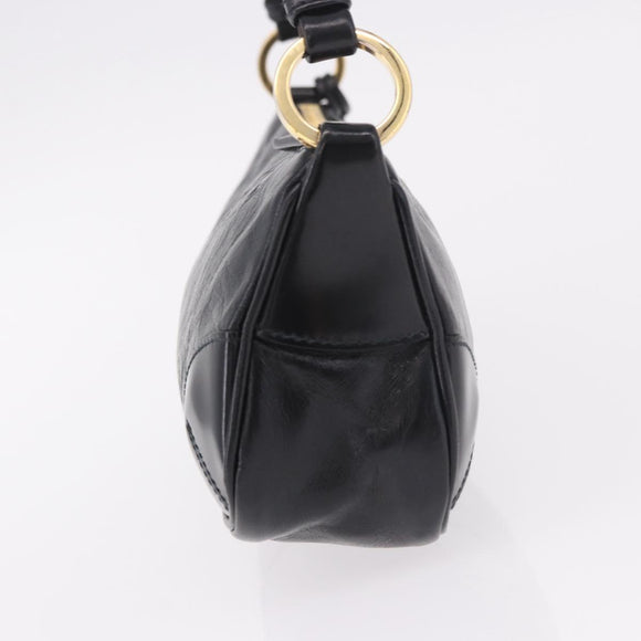 PRADA Hand Bag Leather Black Gold 1BC201 Auth 190093SAM