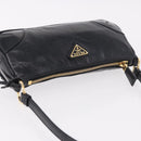 PRADA Hand Bag Leather Black Gold 1BC201 Auth 190093SAM-6
