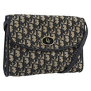 Christian Dior Trotter Canvas Shoulder Bag Navy Gold Auth 190094A-1