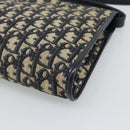 Christian Dior Trotter Canvas Shoulder Bag Navy Gold Auth 190094A-12