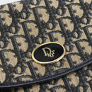 Christian Dior Trotter Canvas Shoulder Bag Navy Gold Auth 190094A-14