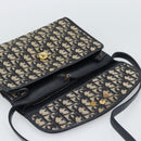 Christian Dior Trotter Canvas Shoulder Bag Navy Gold Auth 190094A-16