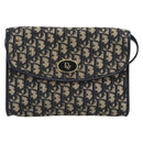 Christian Dior Trotter Canvas Shoulder Bag Navy Gold Auth 190094A-2