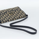 Christian Dior Trotter Canvas Shoulder Bag Navy Gold Auth 190094A-7