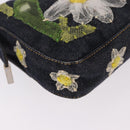 FENDI Mamma Baguette Bag Denim Flower Embroidery Navy Silver Auth 190100SAM-17