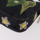 FENDI Mamma Baguette Bag Denim Flower Embroidery Navy Silver Auth 190100SAM-18