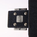 FENDI Mamma Baguette Bag Denim Flower Embroidery Navy Silver Auth 190100SAM-8