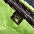FENDI Mamma Baguette Bag Denim Flower Embroidery Navy Silver Auth 190100SAM-22