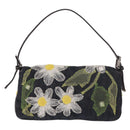 FENDI Mamma Baguette Bag Denim Flower Embroidery Navy Silver Auth 190100SAM-2