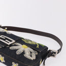 FENDI Mamma Baguette Bag Denim Flower Embroidery Navy Silver Auth 190100SAM-14