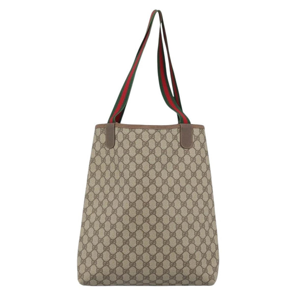 GUCCI GG Supreme Web Sherry Line Tote Bag PVC Beige Red 002 58 6487 Auth 190108