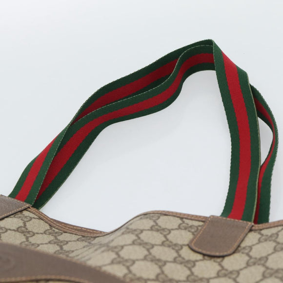 GUCCI GG Supreme Web Sherry Line Tote Bag PVC Beige Red 002 58 6487 Auth 190108