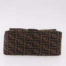 FENDI Zucca Canvas Mamma Baguette Shoulder Bag Black Brown Auth 190109SAV-5