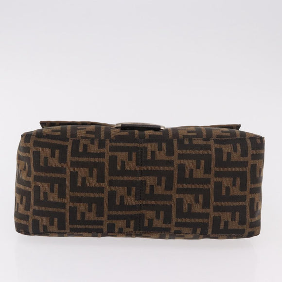FENDI Zucca Canvas Mamma Baguette Shoulder Bag Black Brown Auth 190109SAV