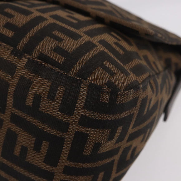 FENDI Zucca Canvas Mamma Baguette Shoulder Bag Black Brown Auth 190109SAV