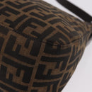 FENDI Zucca Canvas Mamma Baguette Shoulder Bag Black Brown Auth 190109SAV-18